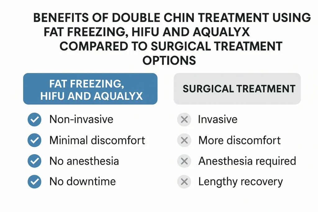 Graphic about the benefits of double chin treatment Sands End - from LA LIPO