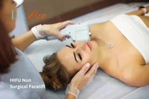 Woman having Hi-Fu to reduce wrinkles Sands End.