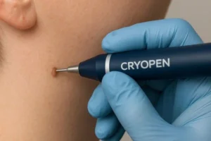 Person receiving skin tag removal Sands End