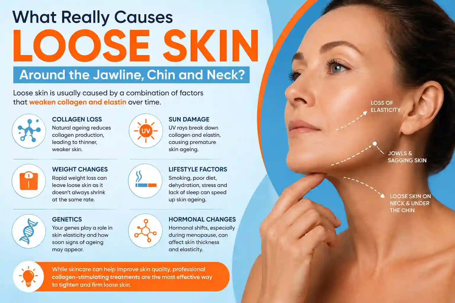 What Really Causes Loose Skin Around the Jawline, Chin and Neck Sands End?